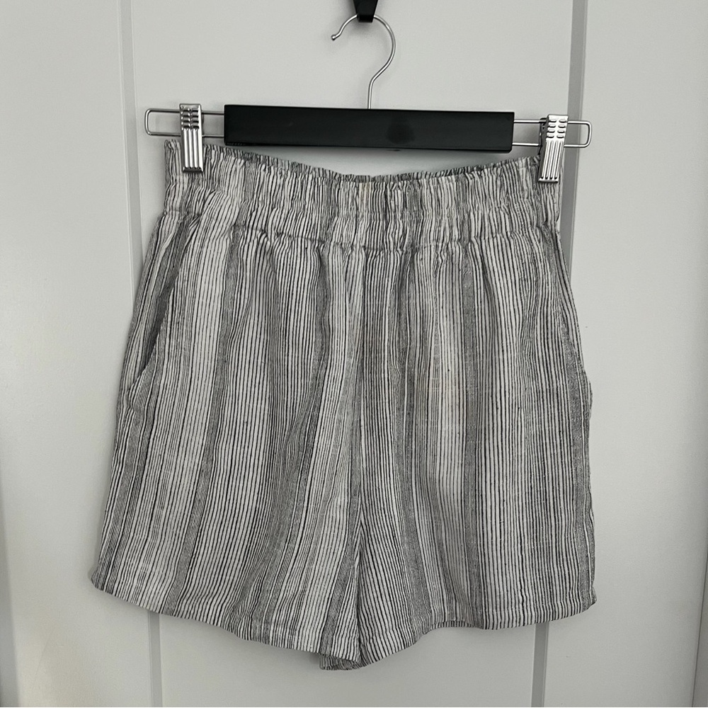 Gentle Fawn High Waist Striped Gray Shorts